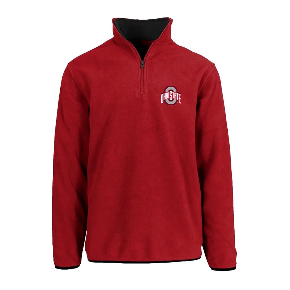 JH DESIGN Men's Ohio State Buckeyes Quarter Zip Red Fleece Pullover